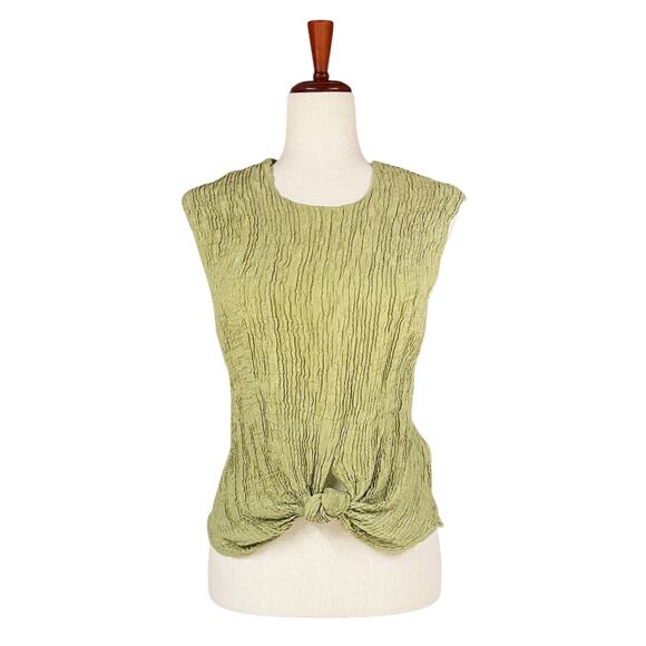 REGINA PYO x & OTHER STORIES Textured Mulberry Silk Knotted Green Top Size 6 - Picture 1 of 8